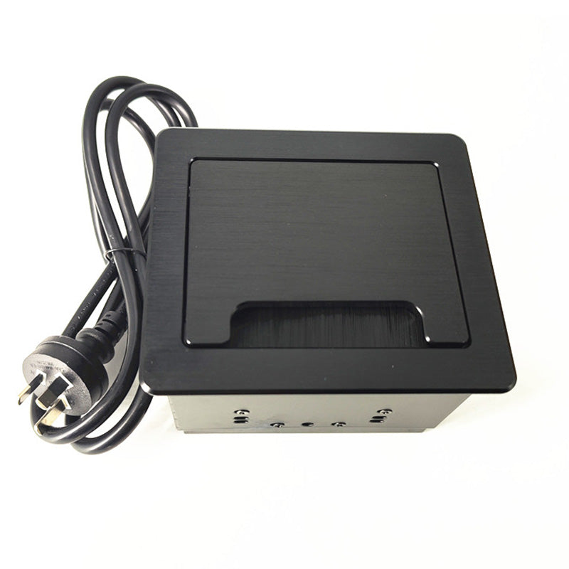 In Desk Cable Management Cubby Power & USB Box - 13cm -  Black