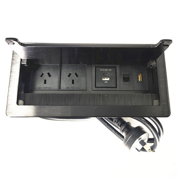In Desk Cable Management Cubby Power, USB, HDMI & Data Box - 26.5cm ...