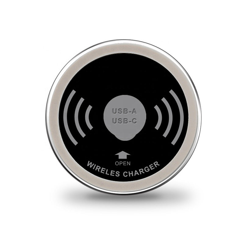 In Desk Wireless Charging and USB Cable Cubby Management Dock