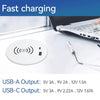 In Desk Wireless Charging & USB Cable Cubby Management Dock - 9cm - Black