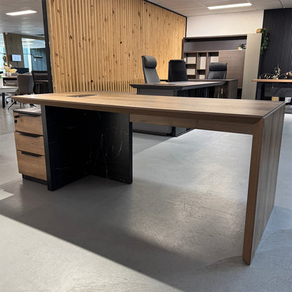 LOGAN Executive Desk Reversible 180cm - Warm Oak & Black