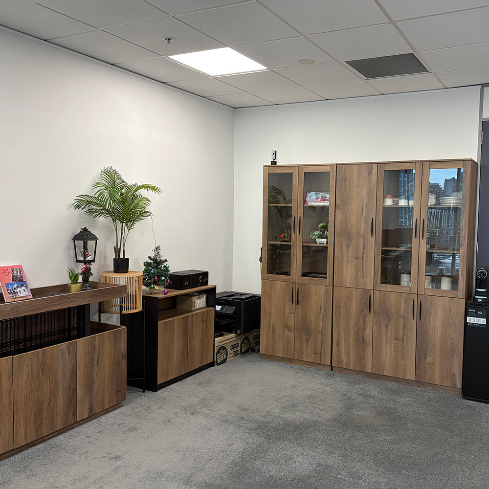 BALDER 5 Door Display Unit 200cm - Warm Oak