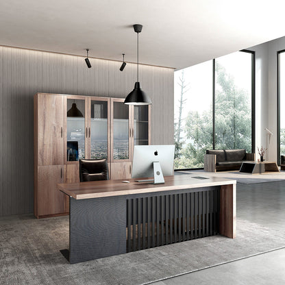 AFTAN BLACK HAWK Limited Edition - Executive Desk Pedestal & Left Mobile Return 180cm - Warm Oak &Black