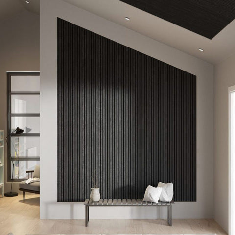 WOODFLEX Flexible Acoustic Wood Slat Wall Panel, Black Veneer - 2700mm x 600mm