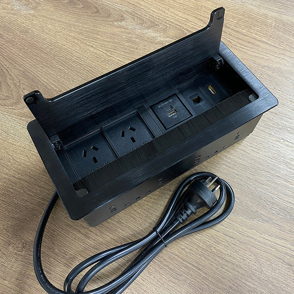 In Desk Cable Management Cubby Power, USB, HDMI & Data Box - 26.5cm ...