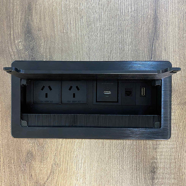In Desk Cable Management Cubby Power, USB, HDMI & Data Box - 26.5cm ...