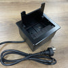 In Desk Cable Management Cubby Power & USB Box - 13cm -  Black