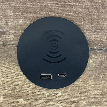 In Desk Wireless Charging & USB Cable Cubby Management Dock - 9cm - Black