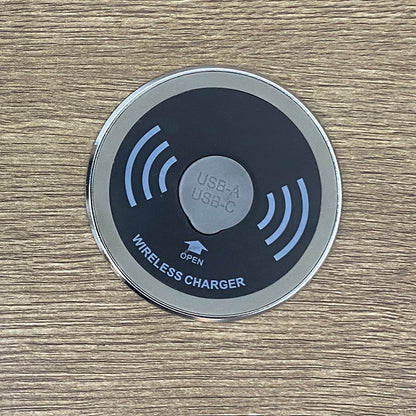In Desk Wireless Charging and USB Cable Cubby Management Dock