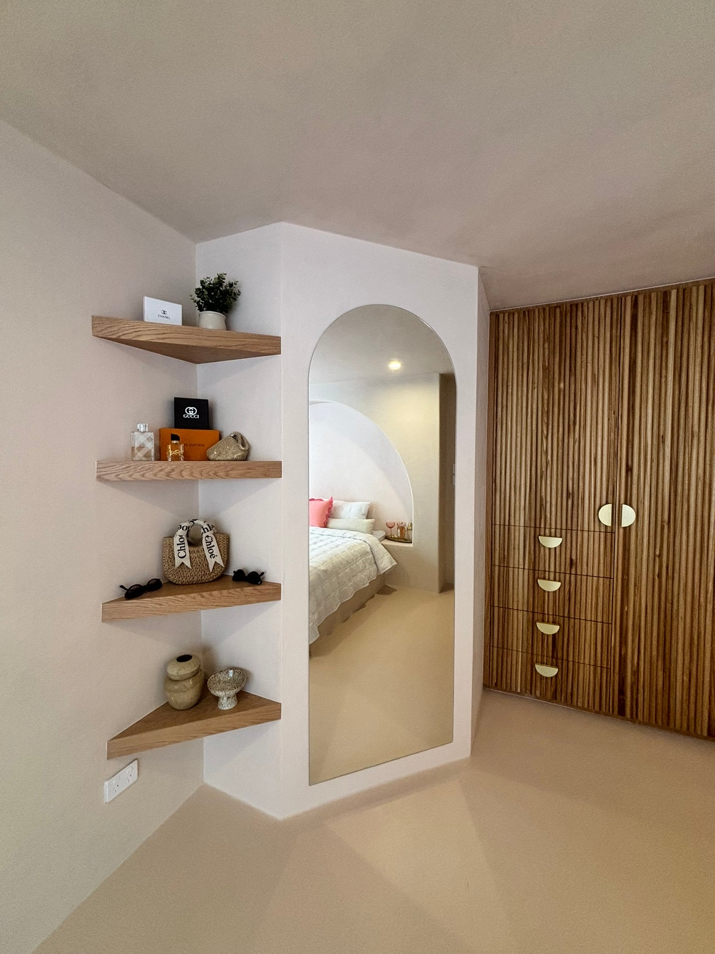 WOODFLEX Flexible Solid Paulownia Wood Slat Wall Panel -  2700mm x 600mm - Half Round