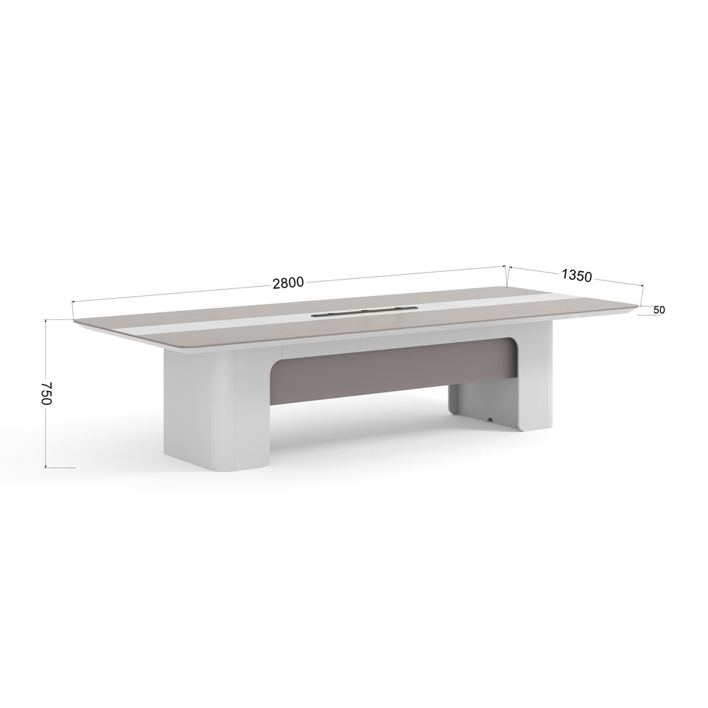 LUSH Boardroom Table 280cm - White & Taupe