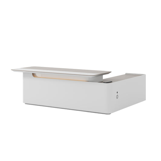 LUSH Executive Desk Left Return 240cm - White & Taupe