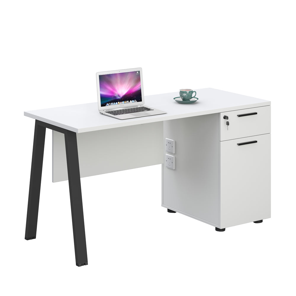 Single Workstation For Computer ASPEN Single Workstation 160cm - White & Black – Modern Furniture