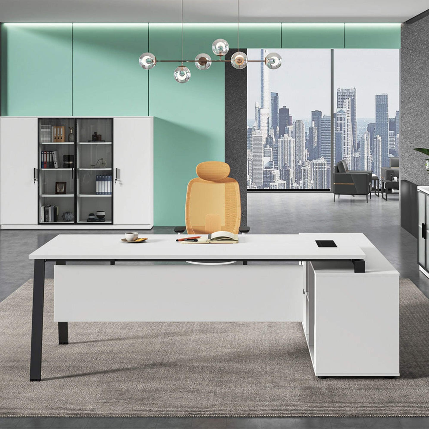 ASPEN Executive Desk Reversible 220-240cm - White & Black