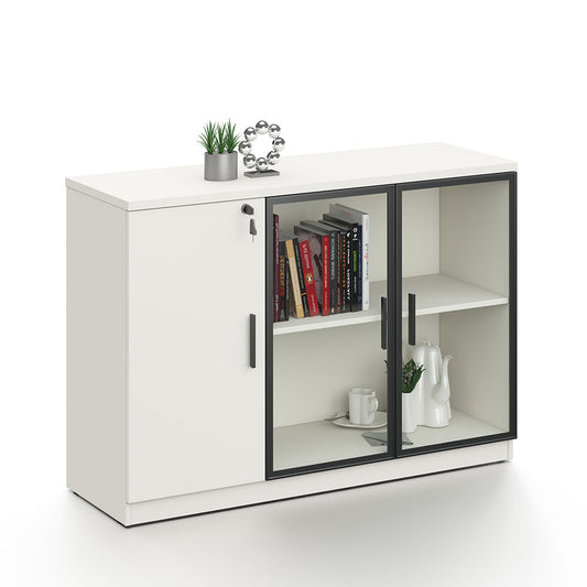 ASPEN Credenza Cabinet 120cm - White & Black