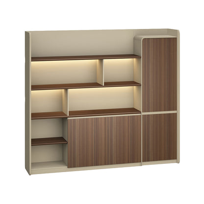 ANDERS Display Wall Unit 240cm - Hazelnut & Beige