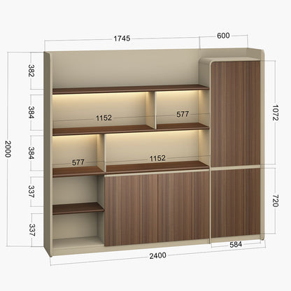 ANDERS Display Wall Unit 240cm - Hazelnut & Beige