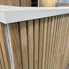 KENTO Reception Desk 240cm - Timber Slat Acoustic White & Oak