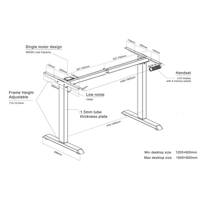 MARLO Single Workstation with Lift 1.6M - Oak & White
