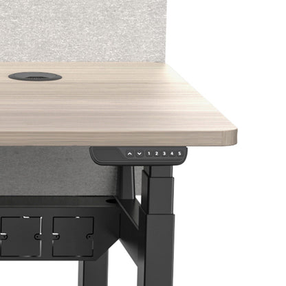 MARLO 2 People Workstation Dual Lift 1.4M - Oak & Black