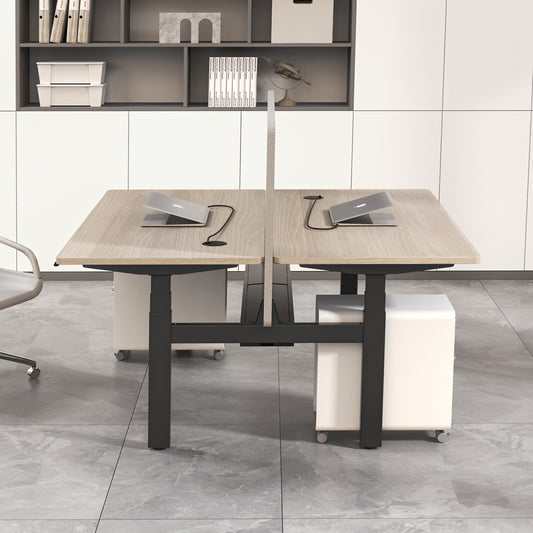 MARLO 2 People Workstation Dual Lift 1.4M - Oak & Black