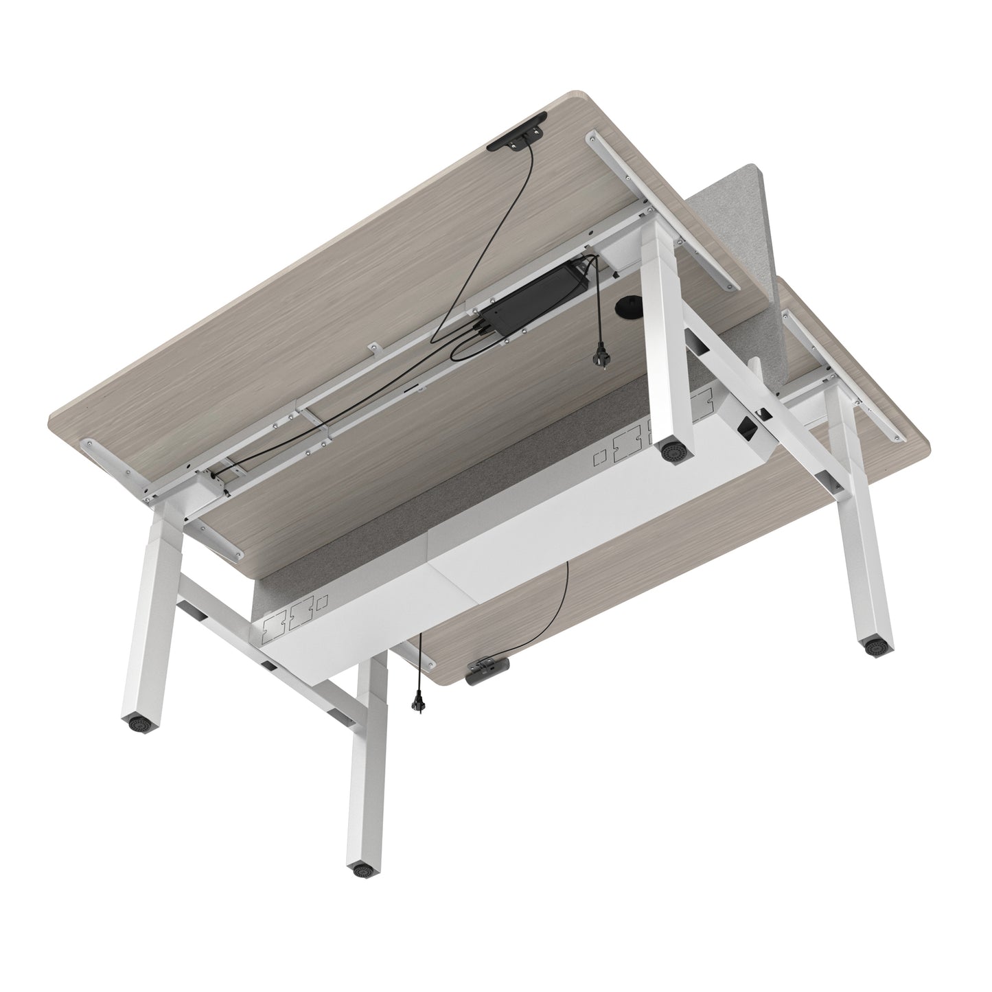 MARLO 2 People Workstation Dual Lift 1.4M  - Oak & White