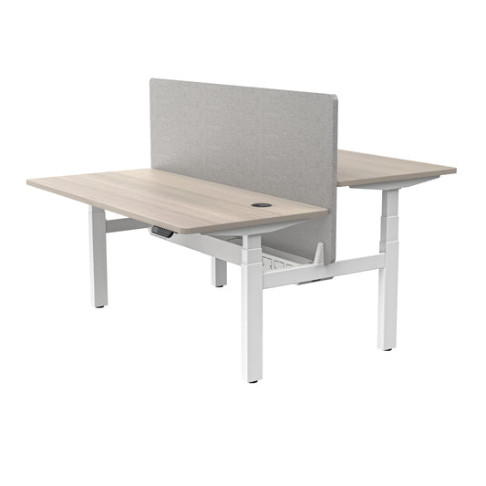 MARLO 2 People Workstation Dual Lift 1.4M  - Oak & White