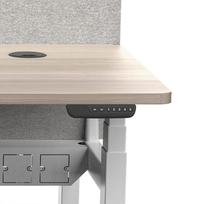 MARLO 2 People Workstation Dual Lift 1.6M - Oak & White