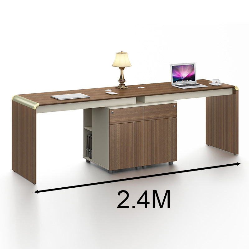 ANDERSON 2 People Workstation 2.4M - Hazelnut & Beige