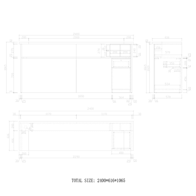 KENTO Reception Desk 240cm - Timber Slat Acoustic Black & Oak