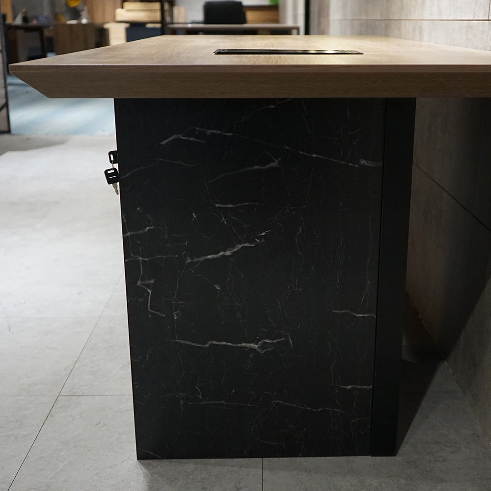 LOGAN Executive Desk Reversible 180cm - Warm Oak & Black