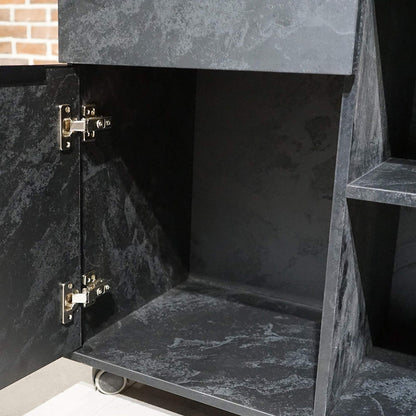 AFTAN Black Executive Desk with Pedestal & Left Mobile Return 180cm - Black Concrete