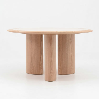 LAYSON Dining Table 136cm - Travertine & Natural