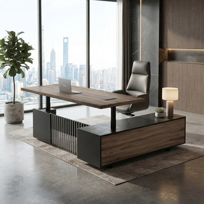 DAXTON Executive Desk with Left Return with Lift 200cm - Warm Oak