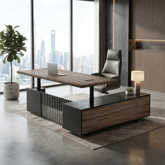 DAXTON Executive Desk with Left Return with Lift 200cm - Warm Oak