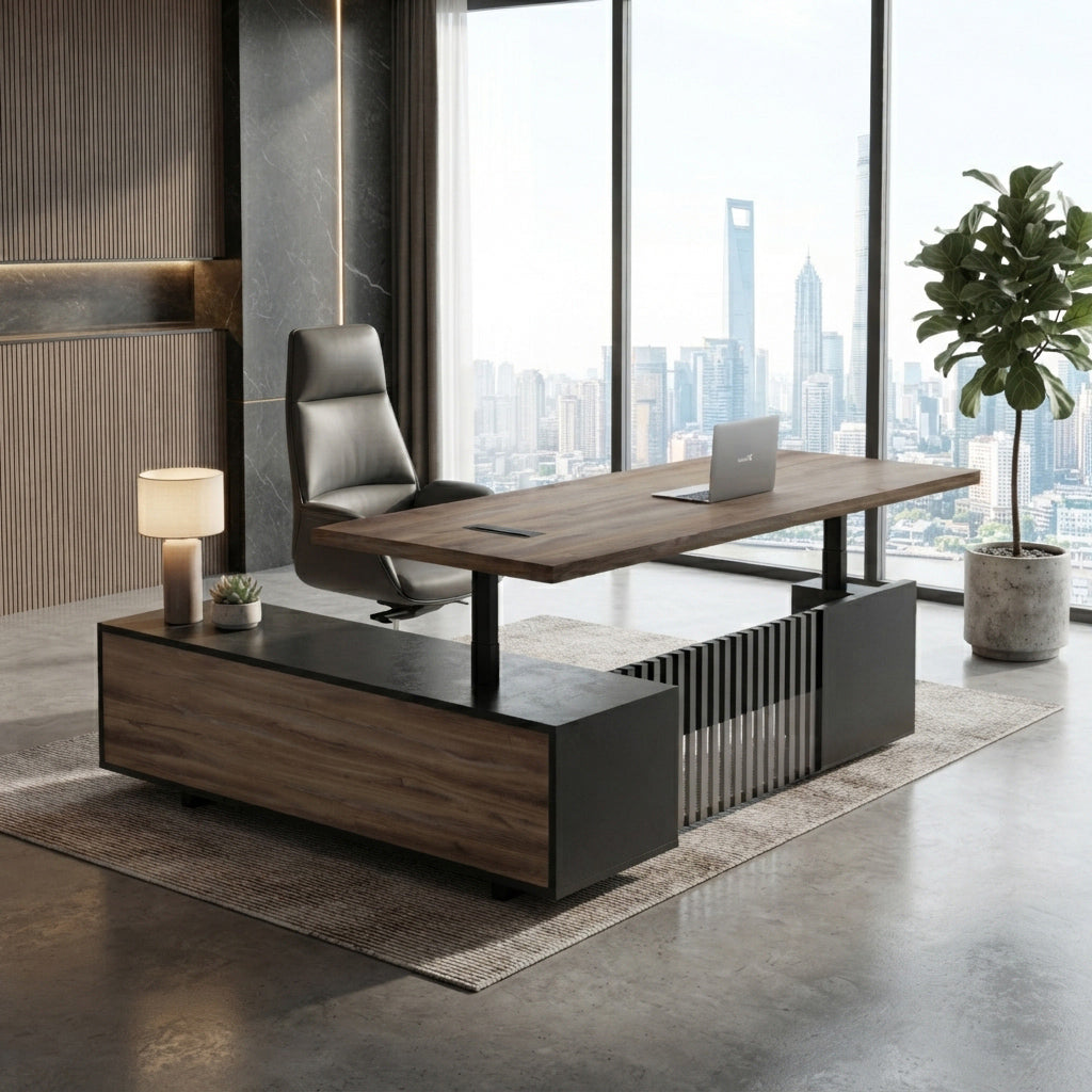 DAXTON Executive Desk with Right Return with Lift 200cm - Warm Oak