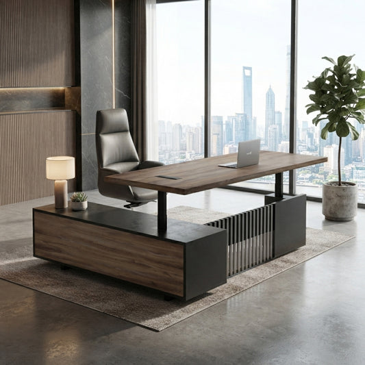 DAXTON Executive Desk with Right Return with Lift 200cm - Warm Oak