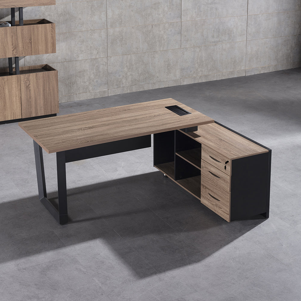 ADRIANO Reversible Executive Office Desk 160-180cm - Light Brown