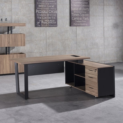 ADRIANO Reversible Executive Office Desk 160-180cm - Light Brown