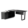 ADRIANO Black Executive Office Desk Reversible 165-180cm - Black Concrete