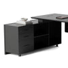 ADRIANO Black Executive Office Desk Reversible 165-180cm - Black Concrete