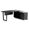 ADRIANO Black Executive Office Desk Reversible 165-180cm - Black Concrete