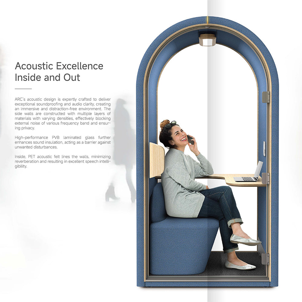 DUKE Single Seater Acoustic Office Silent Booth Pod - Silver