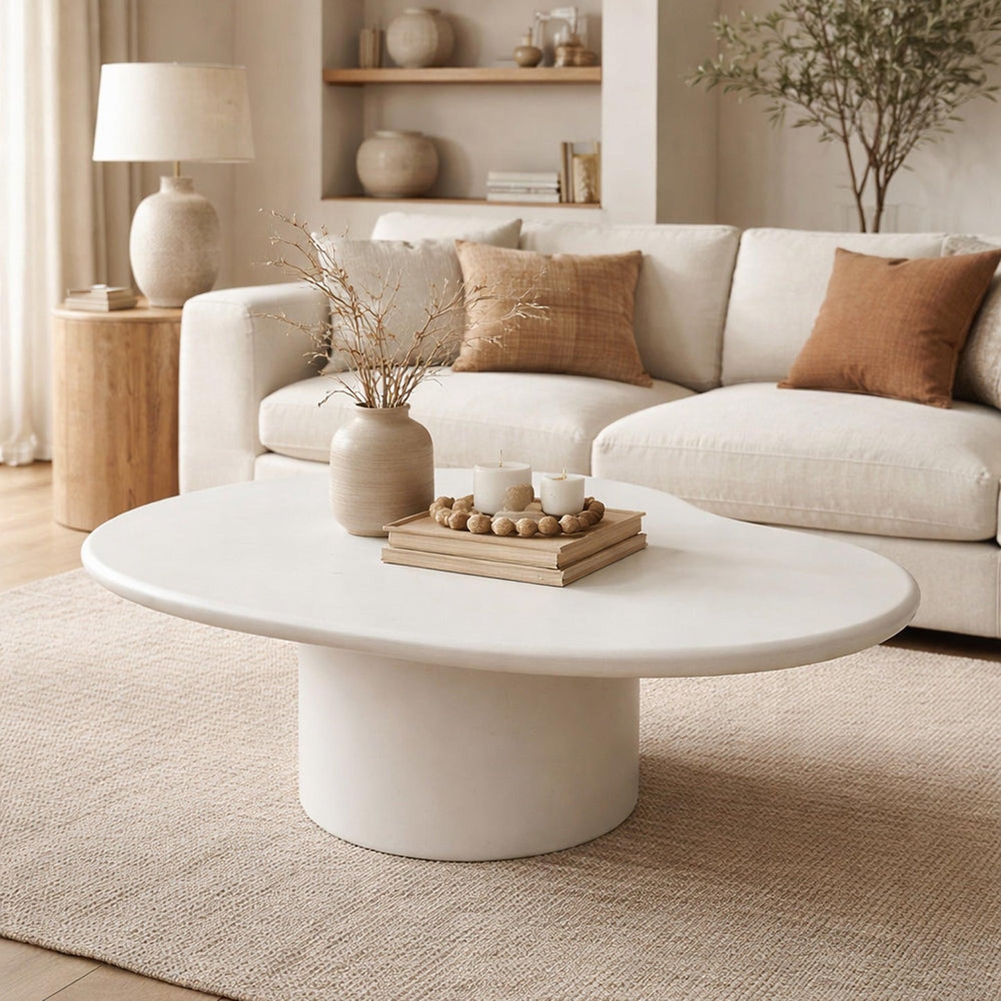 ROCCO Indoor & Outdoor Coffee Table 87cm - White Concrete