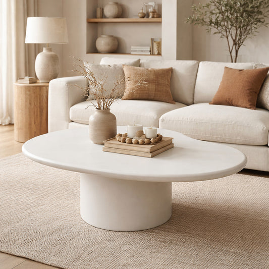 ROCCO Indoor & Outdoor Coffee Table 87cm - White Concrete