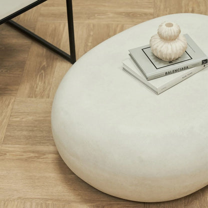 ROCCO Indoor & Outdoor Pebble Coffee Table 73cm - White Concrete