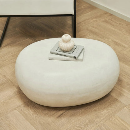 ROCCO Indoor & Outdoor Pebble Coffee Table 73cm - White Concrete