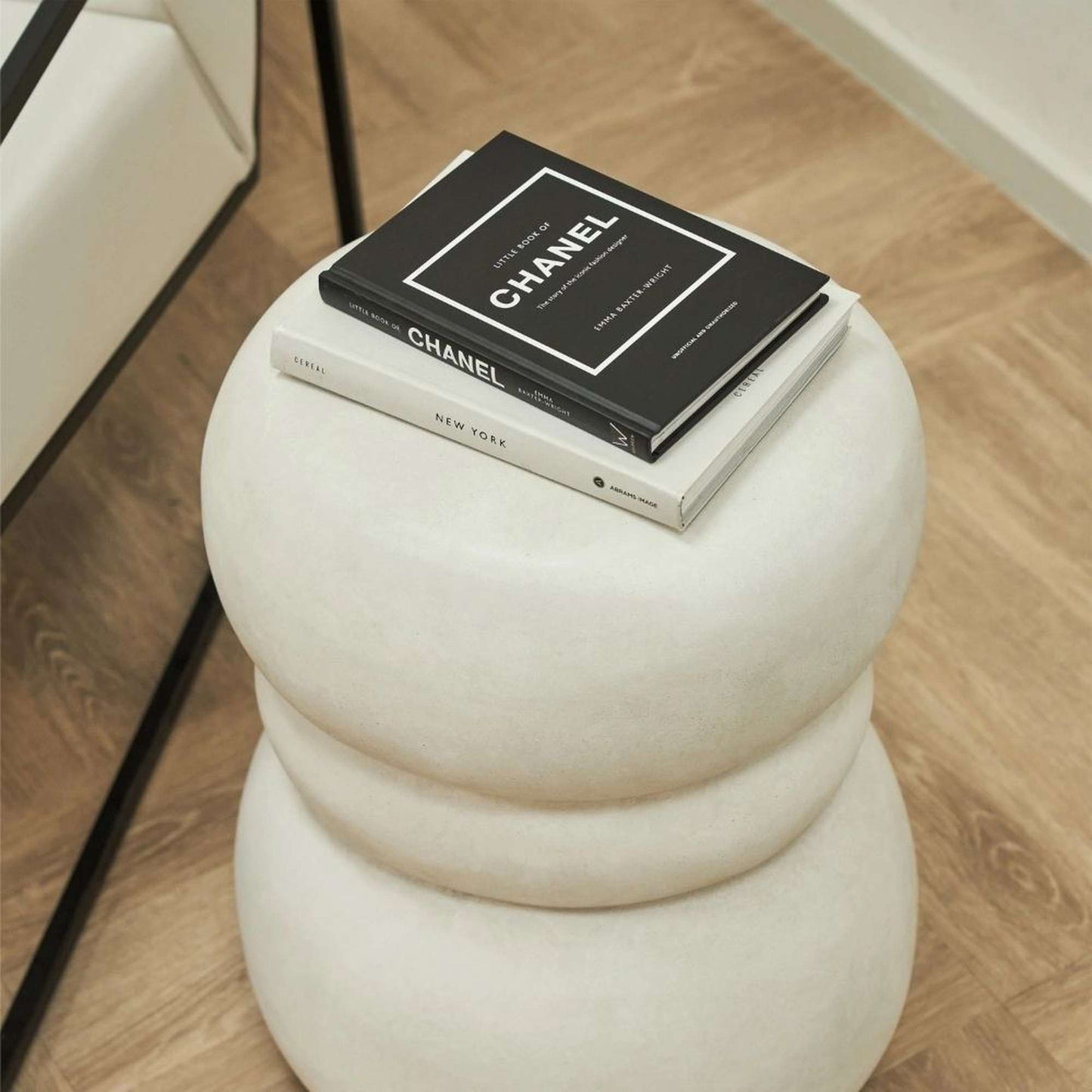 ROCCO Indoor & Outdoor Side Table Stool 37cm - White Concrete