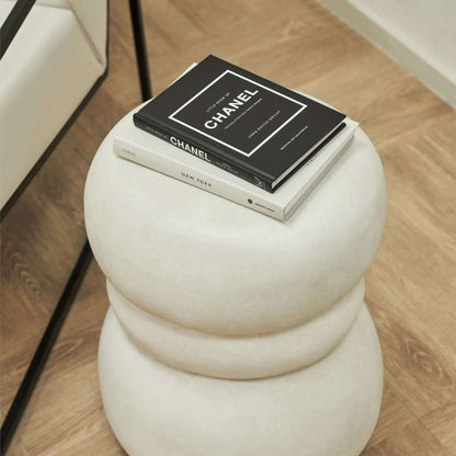 ROCCO Indoor & Outdoor Side Table Stool 37cm - White Concrete