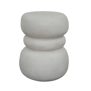 ROCCO Indoor & Outdoor Side Table Stool 37cm - White Concrete